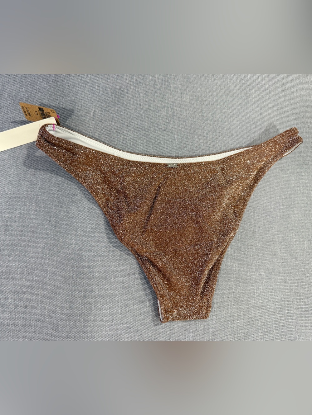 PINK Victoria’s Secret Bronze Glitter Bikini Bottoms Shimmer Swim NWT Small - Picture 6 of 12
